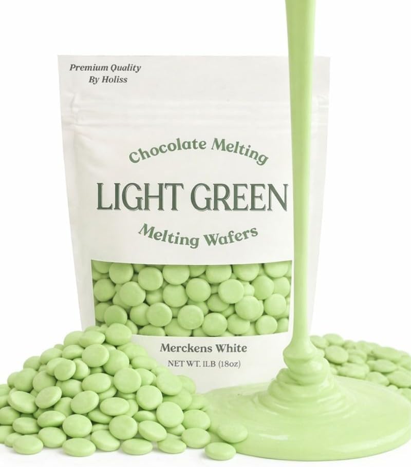 Light Green Chocolate Melting Wafers 1LB – Smooth and Creamy, Perfect for Dipping, Baking, Candy Making, and Decorating Desserts – Ideal for Fountains, Coating, and Molded Chocolates (1 pound) (Light Green)