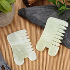 BBTO 2 Pcs Jade Comb for Scalp Massage Gua sha Comb for Head Body spa Hair Multifunctional Handheld Massage Tools(Classic Style)