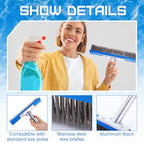 Gejoy 2 Pack 10" Stainless Steel Brush Pool Brush Head for Inground Pools, Algae Metal Wire Bristles and Aluminum Back Scrubber Heavy Duty Curved Ends for Tiles, Rust Stains on Concrete Walls