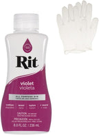 Rit Dye – Liquid Fabric Dye for Crafting, Clothing, and Décor – 8 oz. Bottle – Violet (Gloves Included)