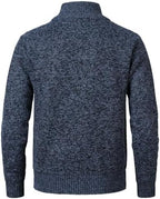 Cardigan Men's Long Sleeve Stand-up Collar Cardigan Fleece Jacket with Cable Knit Zipper Jacket Knitted Sweater