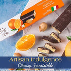 Perle di Sole Italian Orange Chocolate Nougat - Orange Flavored Soft Nougat Bar with Dark Chocolate Coating - Gourmet Artisan Torrone Made in Italy - Perfect as a Gift or After-Meal Treat (5.3 oz | 150 g)