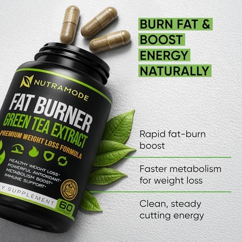 Green Tea Fat Burner Weight Loss Diet Pills for Men & Women - GLP-1 Activate Metabolism Booster & Appetite Suppressant Thermogenic Fat Burner with Green Coffee Bean & Raspberry Ketones - 60 capsules