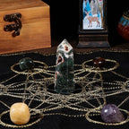 SUNYIK 2.3-3.1" Natural Moss Agate Crystal Wand, Polished 6 Facted Crystal Point Tower for Reiki Healing Meditation Divination Therapy Home Office Decor