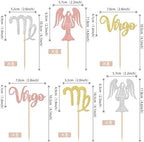 24 PCS Virgo Cupcake Toppers Glitter 12 Constellation Virgo Cupcake Picks August September Birthday Cake Decorations for Horoscope Astrology Birthday Party Cake Decorations Supplies Multi