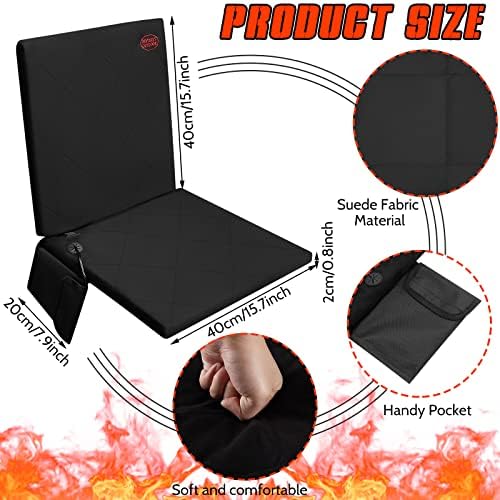 Juexica Portable Heated Seat Cushion Warm Stadium Seats Camping Outdoor with Back Support and 3 Level Winter Heated Seat Cover for Outdoors, No Power Bank