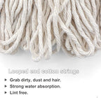 Cotton String Screw on Mop Replacement Head Compatible with All Standard US Threading Pole (6 Cotton mop Heads)