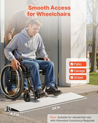VEVOR Door Threshold Ramp 1‘’ Rise Aluminum Alloy Threshold Ramp Rated 800 lbs Load Capacity, Handicap Ramps for Home Steps for Wheelchair, Scooters, Power Chairs, Walkers, Bicycle, Tricycle