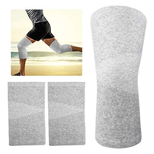 Zerone Bamboo Charcoal Knee Sleeve Elastic Warm Knee Brace Knee Pads Unisex Protective Knee Support For Arthritis Joint Pain Relief Recovery Circulation Improvement(L - Gray)