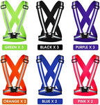 Macarrie 15 Pcs High Visible Reflective Running Vest Bulk Adjustable Safety Vest Elastic Straps Gear Night Walking Outdoor