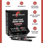 Mount Hagen Dispenser Box – 50 Count Organic Instant Coffee Packets Single Serve, Medium Roast Eco-friendly, Fair-Trade, Freeze-dried Arabica Beans [50 sticks/3.53oz/100g]