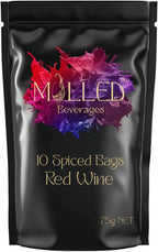 Mulled Wine Spice Bags by Mulled Beverages — 10 Premium Sachets | Gluhwein Spice Kit for Red Wine | Mulling Spices for Hot Wine, Cider & Holiday Drinks | 75g, Makes 10 Servings