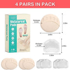 Metatarsal Pads for Women and Men - AMODOST Ball of Foot Cushions Shoe Pads for High Heels - Soft Gel and Fabric Reusable Forefoot Heel Pads Feet Pain Relief - 4 Pairs