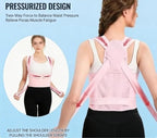 Posture Corrector for Women and Men Upgraded Back Brace, Adjustable Back Support for Upper and Lower Back Pain Relief, Shoulder Straightener for Hunchback (Pink, Large)