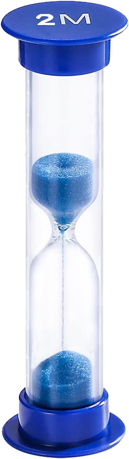 SuLiao 2 Minute Sand Timer for Kids, Colorful Hourglass Clock 2 Minute, Small Sand Watch 2 min, Plastic Hour Glass Sandglass for Kids, Games, Classroom, Toothbrush Timer (Blue)