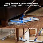 17.5 Inch Professional Microfiber Mop Floor Cleaning System, Heavy Duty Flat Mop with Stainless Steel Handle&Aluminum Alloy Base, 4 Reusable Washable Wet & Dust Mops Pads for Hardwood Tile Laminate