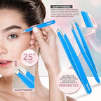 MARKHOR® Royal Blue Eyebrow Tweezers for Women Facial Hair, Splinter and Ingrown Hair Removal Tweezers Set, Professional Pointed and Slant Tweezers for Eyebrows, Precision Tweezers for Eyebrows
