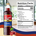 Torani Cherry Coffee Syrup 1 Liter Bottle with Pump Dispenser – Flavored Syrup for Lattes, Teas, Cocktails, Lemonades & Desserts – Premium Coffeehouse Quality Drink Syrup