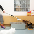 Yangbaga Metal Cat Litter Scoop with Deep Shovel&Long Handle,Detachable Stainless Steel Non-Stick Sifter with Foam Padded Grip, No Bending Back Heavy Duty Cat Litter Scooper