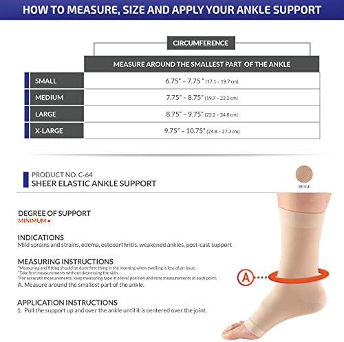 CHAMPION Lightweight Brace Knit Elastic Ankle Support, Beige, Large