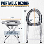 Alpcour Portable Toilet Seat – Compact Lightweight Indoor & Outdoor Commode w/Built-In Bag Hooks & Travel Bag – Heavy-Duty Stainless-Steel Chair is Durable & Convenient For Camping, Travel & Emergency