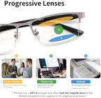 FEISEDY Blue Light Blocking Photochromic Multifocal Progressive Reading Glasses Vintage Half Frame UV400 Protection B1388