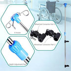 IV Pole Portable for Wheelchair, Adjustable Height IV Stand with Hooks, Medical IV Drip Infusion Bag Holder for for Home Care, Hospitals