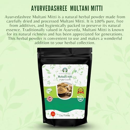AYURVEDASHREE Pure Fuller's Earth Clay (Multani Mitti) Bentonite Clay 50 Gm | Fuller's Earth Powder | Multani Mud Mitti | Indian Healing Clay | No Added Fragrance | Natural Face Pack