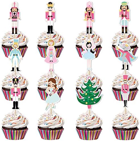 Pink Nutcracker Cupcake Toppers Nutcracker Birthday Cake Toppers for nutcracker Christmas Birthday Cake Supplies