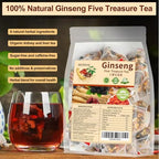 Ginseng Five Treasures Tea, Natural Kidney Tea for Women & Men, 6 Precious Ingredients Blend, Organic Ginseng Six Treasures KidneyTea, Chinese Herbal Teabags (25 Pcs 1 Bag)