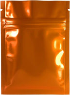 100 Durable Double-Sided Metallic Foil Mylar Flat QuickQlick Zipper Seal Bag 7.5x10cm (3x4") (Orange)