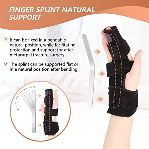 Trigger Finger Splint Finger Brace for 2 Fingers Reversible Finger Splints for Mallet Finger Broken Finger Arthritis Metacarpal Fracture Hand Brace with Finger Support Joints Immobilizer-S/M