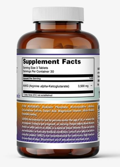 Amazing Formulas AAKG ((Arginine Alpha-Ketoglutarate) 3500mg) Supplement | Tablets | Non-GMO | Gluten-Free | Made in USA (1 Pack, 90 Count)