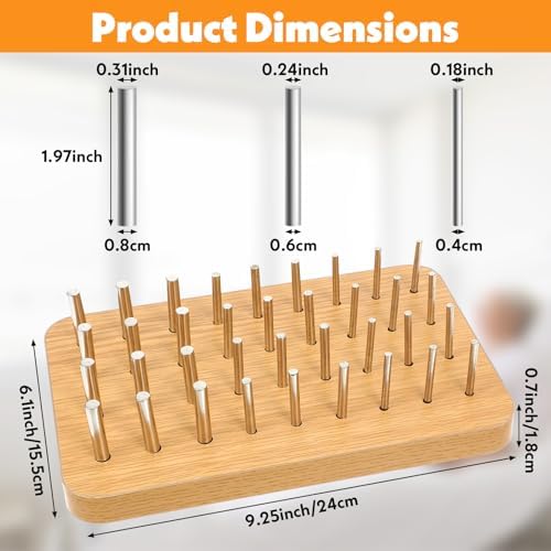 36-Hole Wooden Pegboard for Occupational Therapy, Hand Therapy Peg Board with 3 Sizes of Round Iron Pegs to Improve Finger Dexterity, Fine Motor Coordination & Sensory Rehabilitation