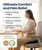 Everlasting Comfort Doctor Recommended Memory Foam Seat Cushion for Office Chairs & Car - Ergonomic Office Desk Accessories - Cushions for Tailbone Pain Relief, Sciatica (Black, Large)