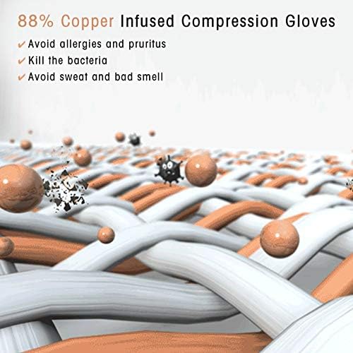 Copper Arthritis Gloves for Women Men, Fingerless Breathable & Moisture Wicking Arthritis Compression Gloves for Relieving Carpal Tunnel Aches, Rheumatoid Pains, Joint Swell