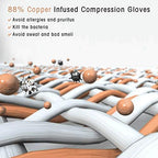 Copper Arthritis Gloves for Women Men, Fingerless Breathable & Moisture Wicking Arthritis Compression Gloves for Relieving Carpal Tunnel Aches, Rheumatoid Pains, Joint Swell