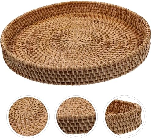 Zerodeko Rattan Charging Basket Serving Tray Fruit Plate Household Storage Tea Cup Accessory Perfect Present