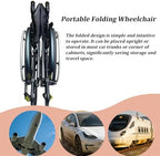Portable Folding Wheelchair Ultra Lightweight Self-propelled Manual Aluminum Alloy Chair for Adults with Hand Brake(42cm/16.5inSeat)