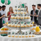 24 Pack Football Cupcake Toppers - Green Football Animal Theme Cup Cake Decorations for Birthday Sports Game Day Tailgate Favors Sport Themed Party Supplies