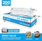 200 Count Pre-Cut Deli Aluminum Wraps – 12" Heavy-Duty Pop-Up, Disposable for Hot Dogs, Sandwiches & Food Service