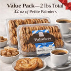 Sugar Bowl Bakery Petite Palmiers Cookies, French Style Puff Pastry, Crispy Caramelized Layers, No Artificial Flavors/Colors, No Preservatives, 32 oz Total (Pack of 2, 2 lb)
