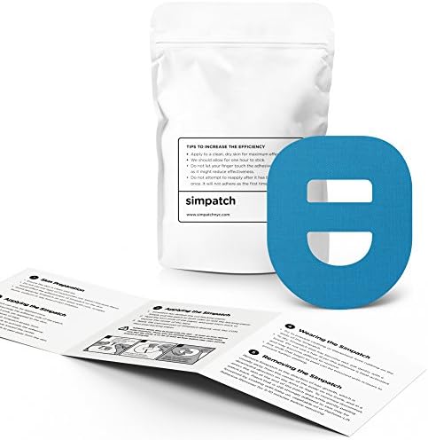SIMPATCH – Omnipod Adhesive Patch with Strap (25-Pack) – Waterproof Adhesive, CGM Tape (Blue)
