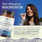 Magnesium Citrate 500 MG (120ct) for Calm & Relaxation | High Absorption Magnesium Supplement with Elemental Mag Oxide | Constipation & Digestion Support | Gluten-Free, Soy-Free | 4-Month Supply