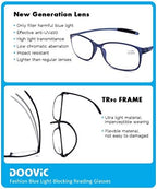 DOOViC Reading Glasses 4 Pack Blue Light Blocking TR90 Flexible Lightweight Computer Readers for Men Women