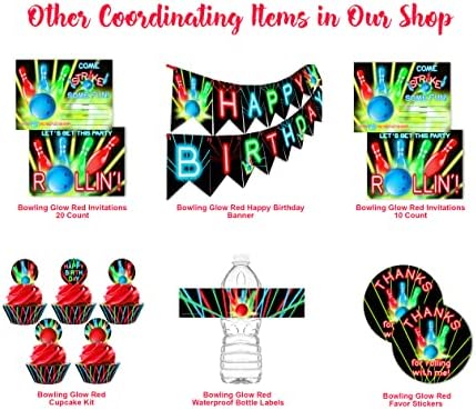Bowling Cupcake Toppers and Cupcake Wrappers - 24 Cupcake Toppers and 24 Cupcake Wrappers - Bowling Party Supplies - Bowling Party Decorations - Glow Pink Cupcake