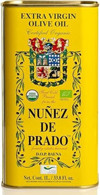 Nuñez de Prado Extra Virgin Olive Oil, 33.8 Fl Oz (1Liter)– USDA Organic, DOP Baena, First Cold Pressed, Family Estate Harvest [Pack of 2]