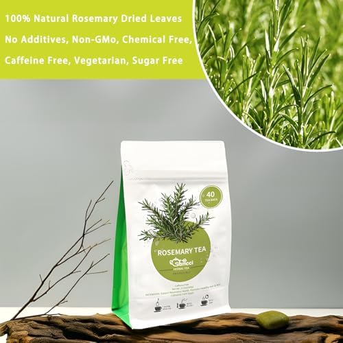 Samcci - Rosemary Tea, 40 Teabags, 1.5g/bag - Pure Dried Rosemary Leaves Tea Bags- Cultivated From Egypt - Non-GMO - Caffeine-free - Support Respiratory Health & Support Hair Growth