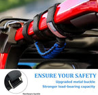2PCS Car Roll Bar Grab Handles, Oxford Cloth American Flag ATV Paracord Grip Handle with Metal Buckle, Heavy Duty UTV Roll Cage Grab, Compatible with Wrangler JL, JT, JK (Blue)
