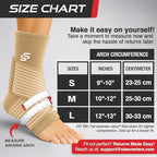 Sleeve Stars Ankle Brace for Women & Men, Ankle Wrap for Sprained Ankle, Compression Sleeve for Plantar Fasciitis Relief, Easy Customizable Support: w/Removable Strap (Single/M:10"-12"/Beige)